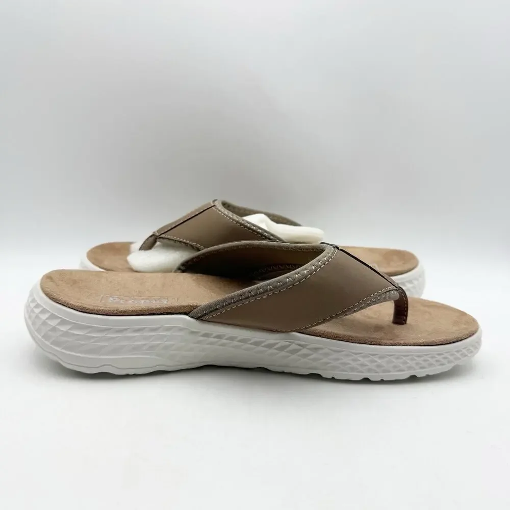 Propet Womens TravelActiv FT Flip Flop Sandals Size 9 Narrow Tan NWOB